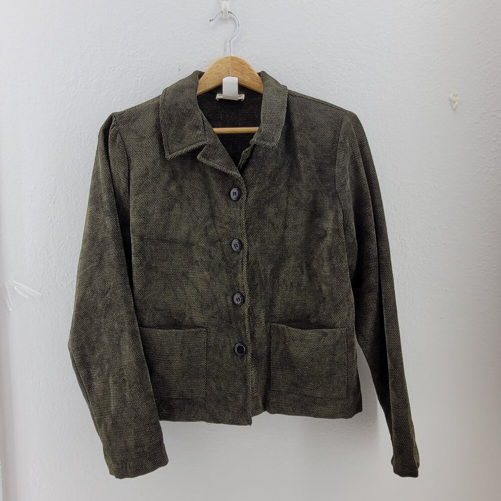 Vintage Jacket Sarah B Studio Womens M Green Pockets 4 Buttons
